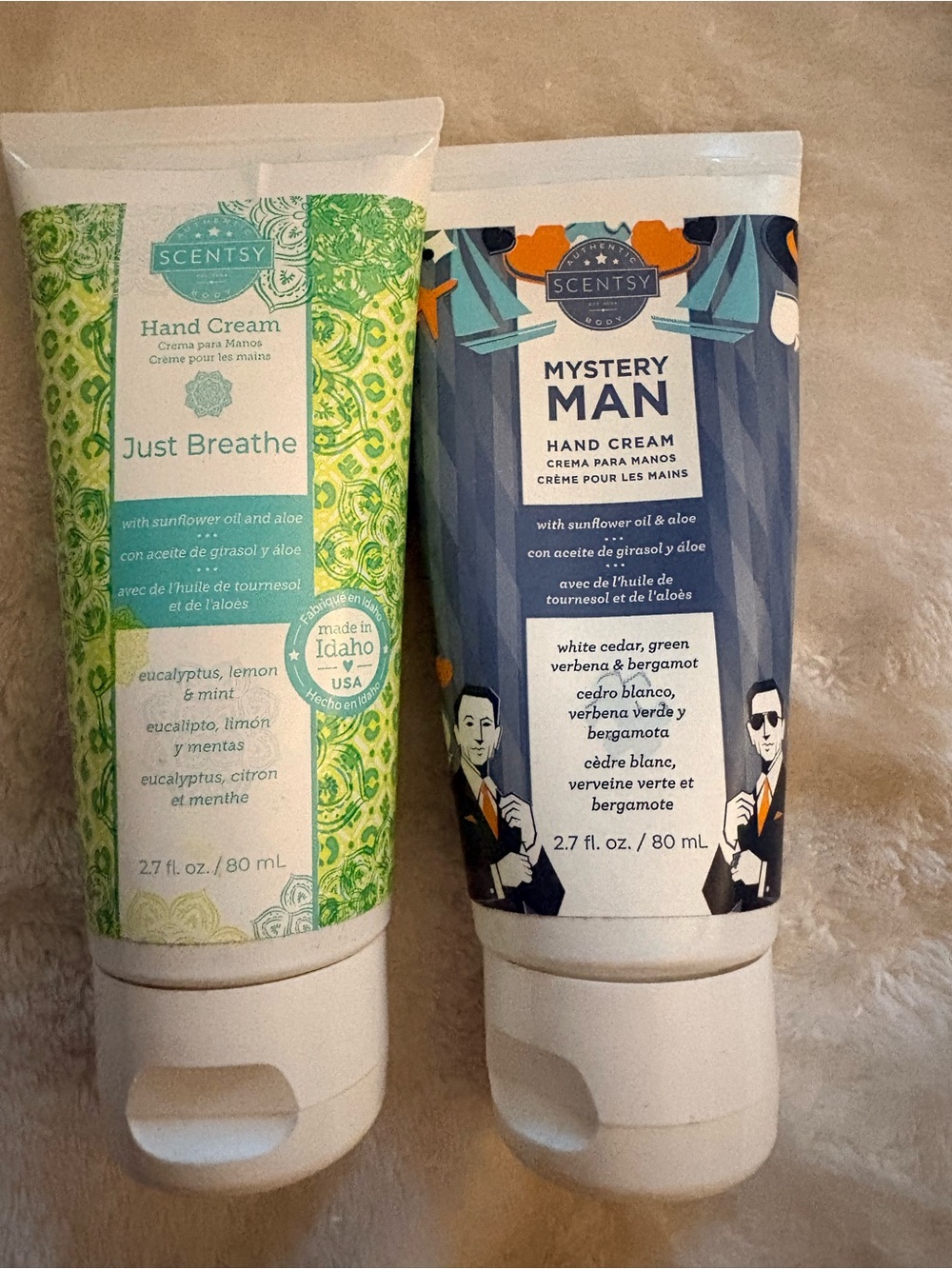 Scentsy Just Breathe & Mystery Man Hand Creams